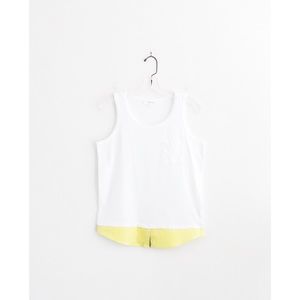 Clu Too White Jersey Yellow Gingham Trim Tank S
